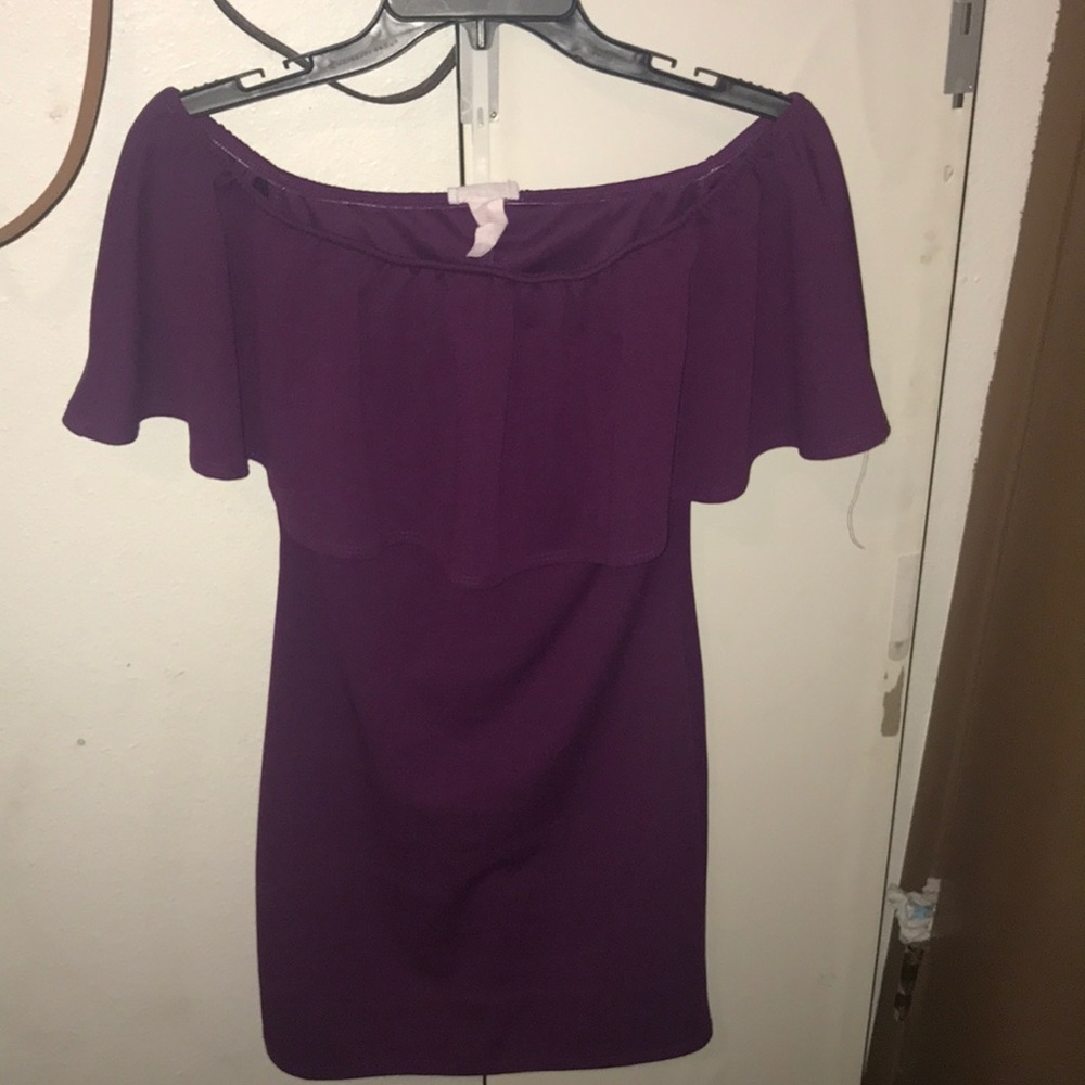 purple skin-tight dress